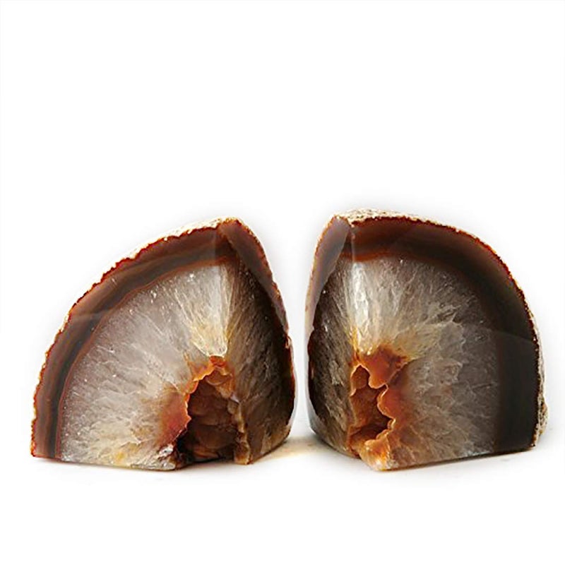 JIC Gem Natural Geode Bookends Decorative Agate Book Ends Stone Book Ends Holders for Shelves with Rubber Bumpers (1 Pair, 3-4 LBS) - Image 3