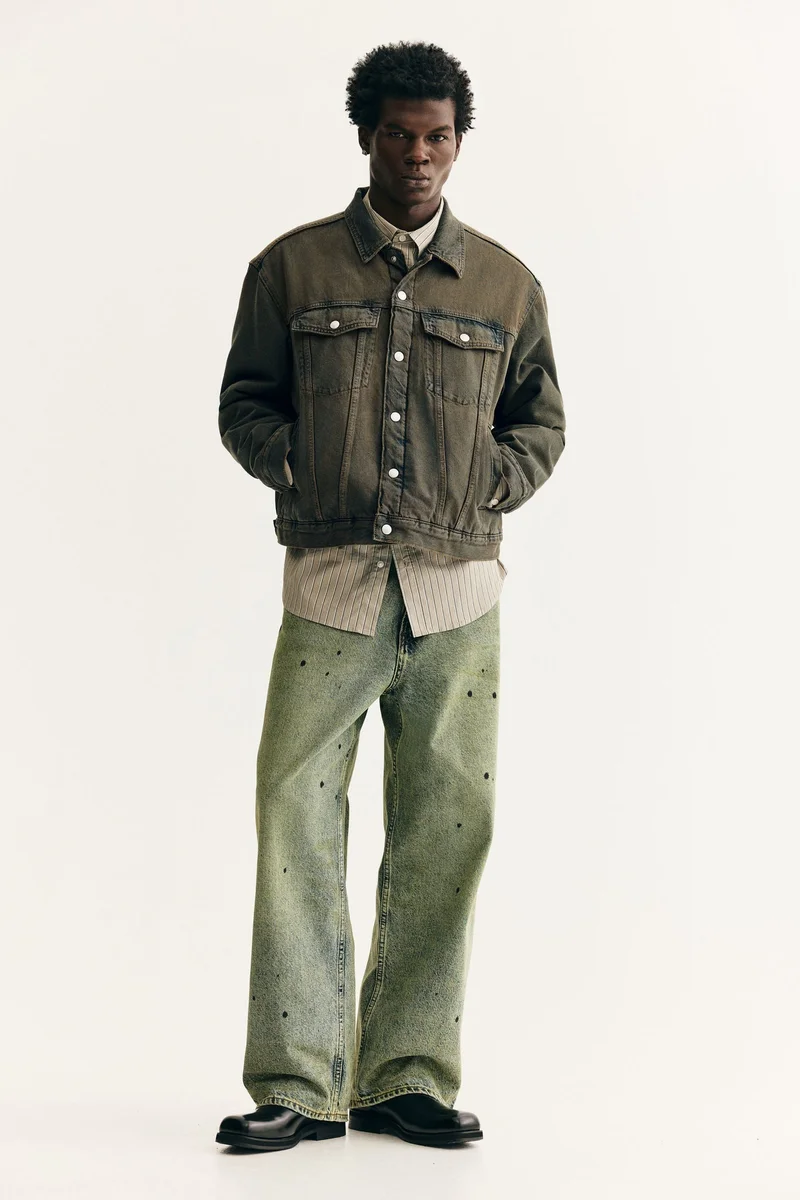 اتش اند ام جاكيت واسع من الدنيم