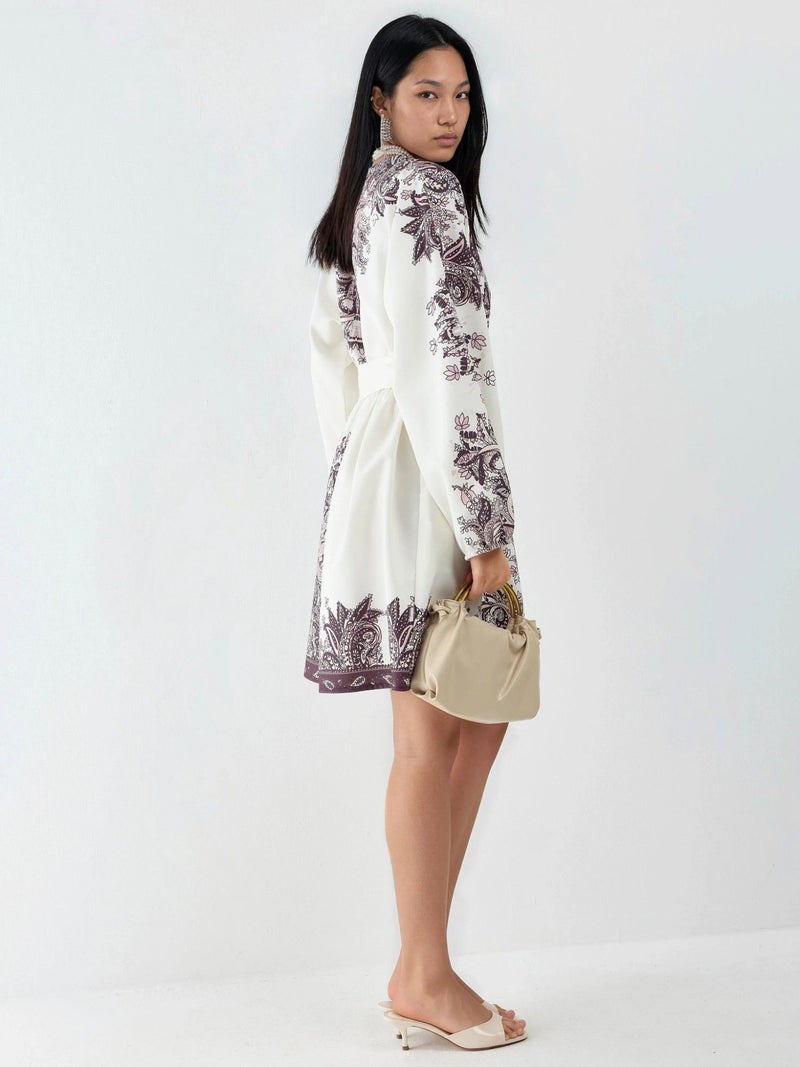 Jennyfer Belted Mini Dress with V-Neck in Paisley - Image 4