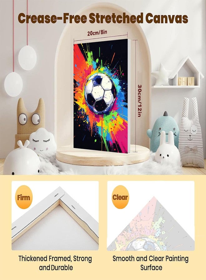 xackcme Soccer Paint by Numbers Kit for Kids with Framed Canvas - with Wooden Easel, Ball Sports Paint by Numbers for Kids Ages 8-12, Easy Acrylic Oil Painting Kits with Nice Gift Box for Wall Decor 12x8 inch - Image 2