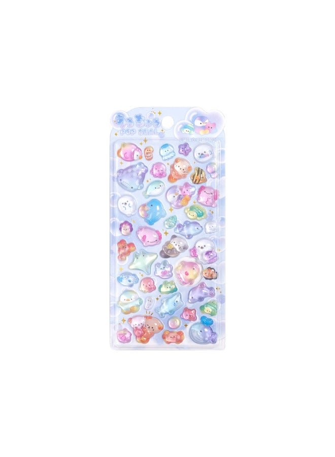 Flash Hot Shimmer Stickers 3d Relief Stickers Solid Children's Cartoon Animal Crystal Phone Case Decorations - Image 1