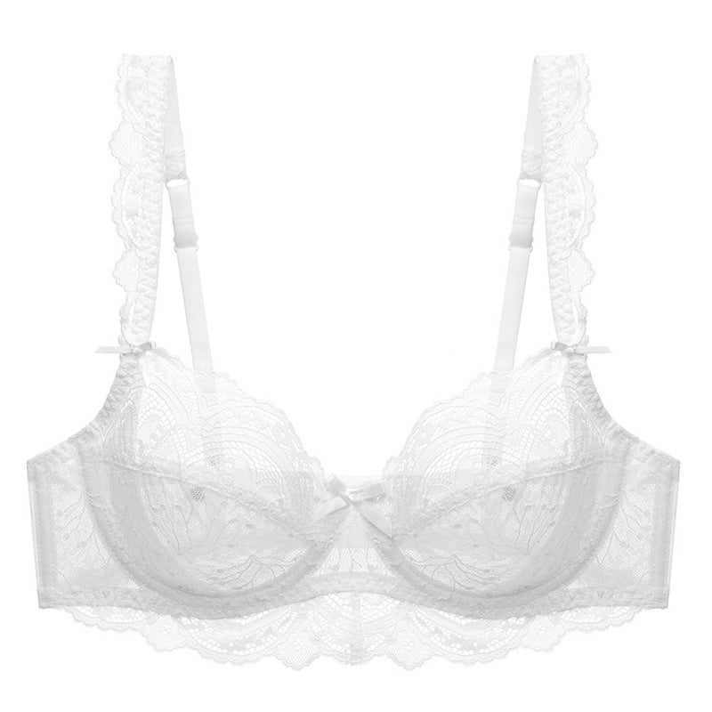 sexy lace underwear ultra-thin transparent large breast small plus size bra anti-sagging upper support pure desire bra - Image 5