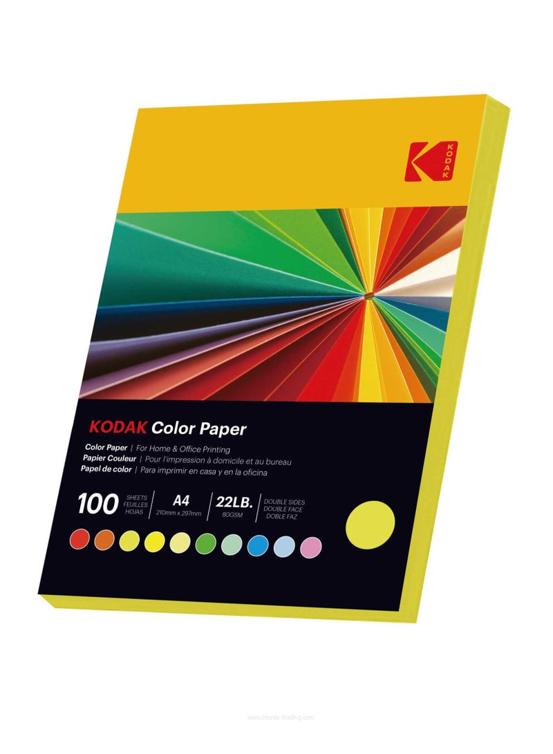 Kodak Color Paper Double Sides A4 (210x297mm) 100 Sheets 80 GSM yellow - Image 1