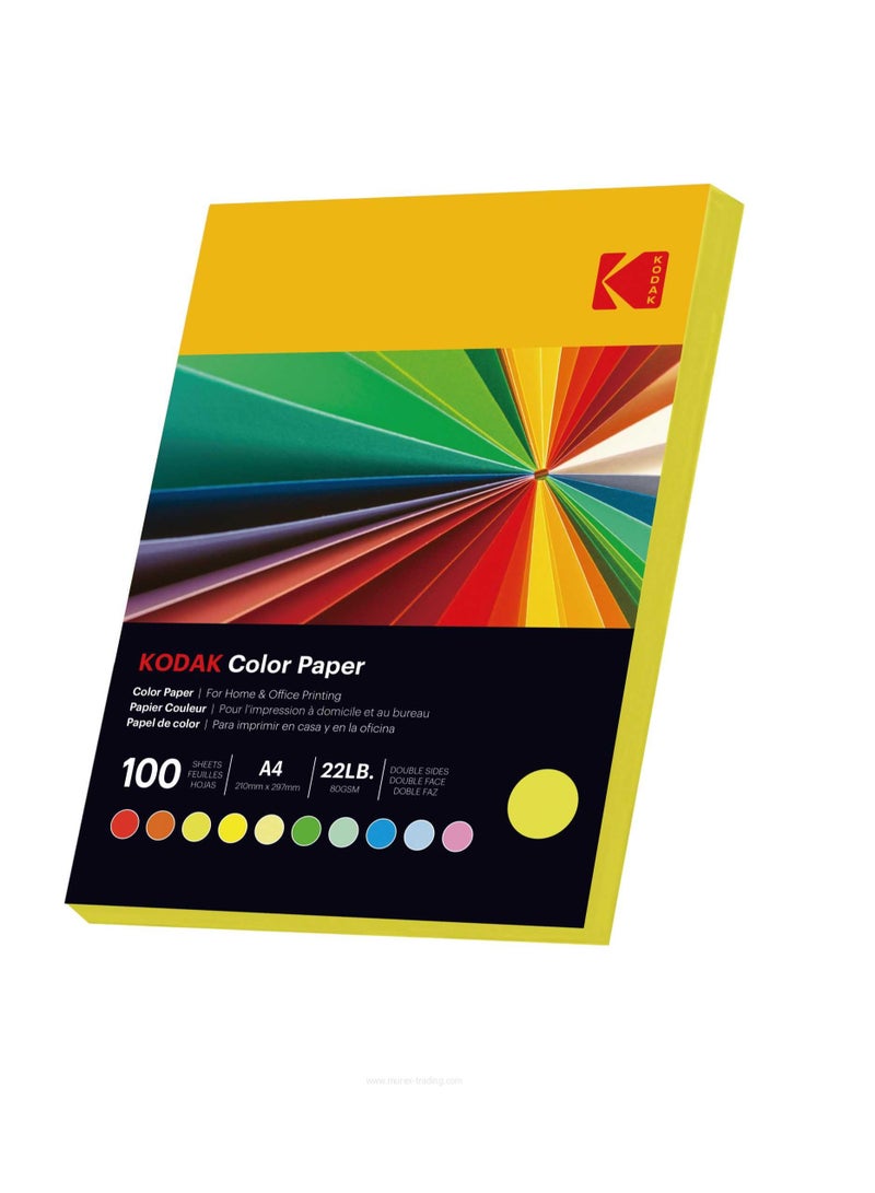 Kodak Color Paper Double Sides A4 (210x297mm) 100 Sheets 80 GSM yellow - Image 2
