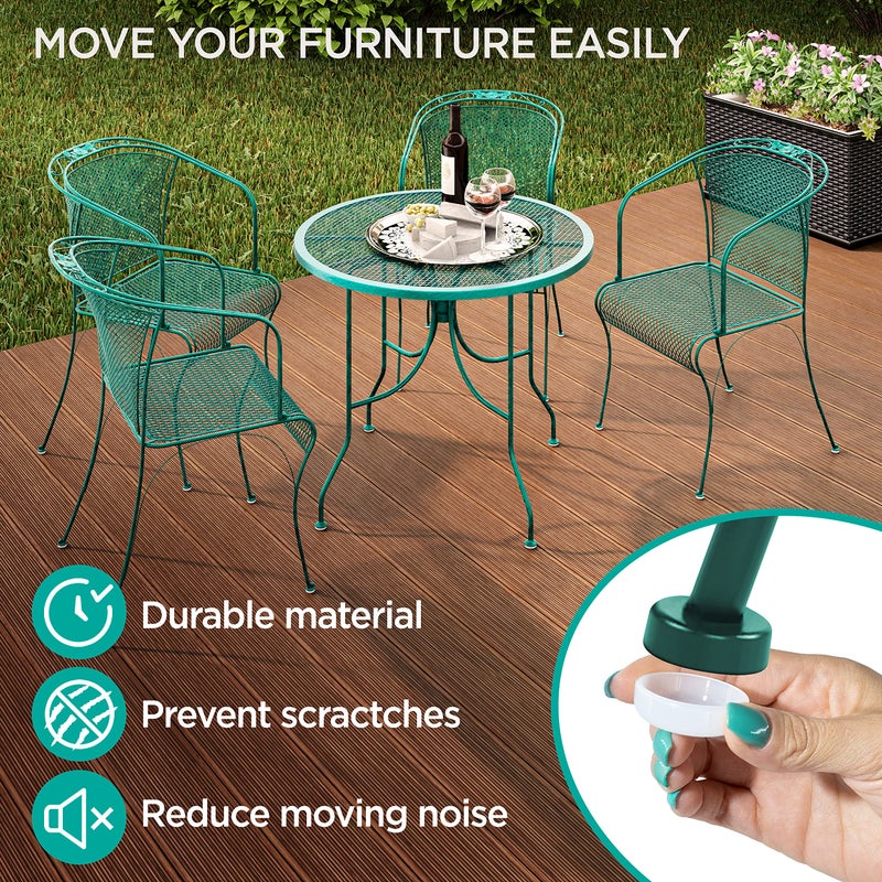 Shop Square Wrought Iron Patio Furniture Feet Caps (24 Pack, White) - 1.5" Round Plastic Outdoor Chair Leg Caps, Patio Furniture Replacement Feet - Image 2
