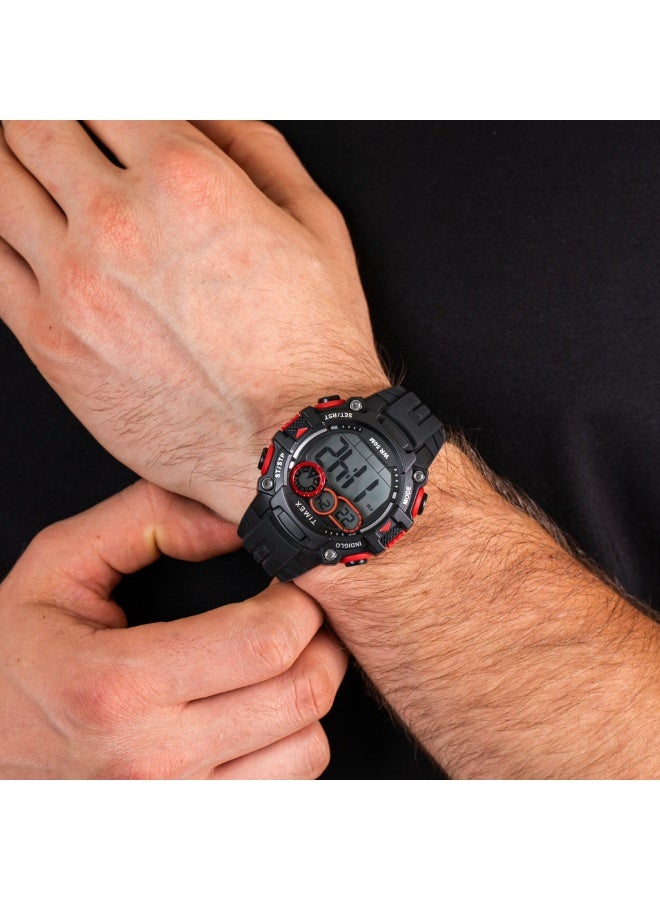 تيميكس ساعة TIMEX TW5M27000 DGTL LIFESTYLE  ساعة رقمية سوداء من الراتنج للرجال مع سوار سيليكون ناعم - Image 4