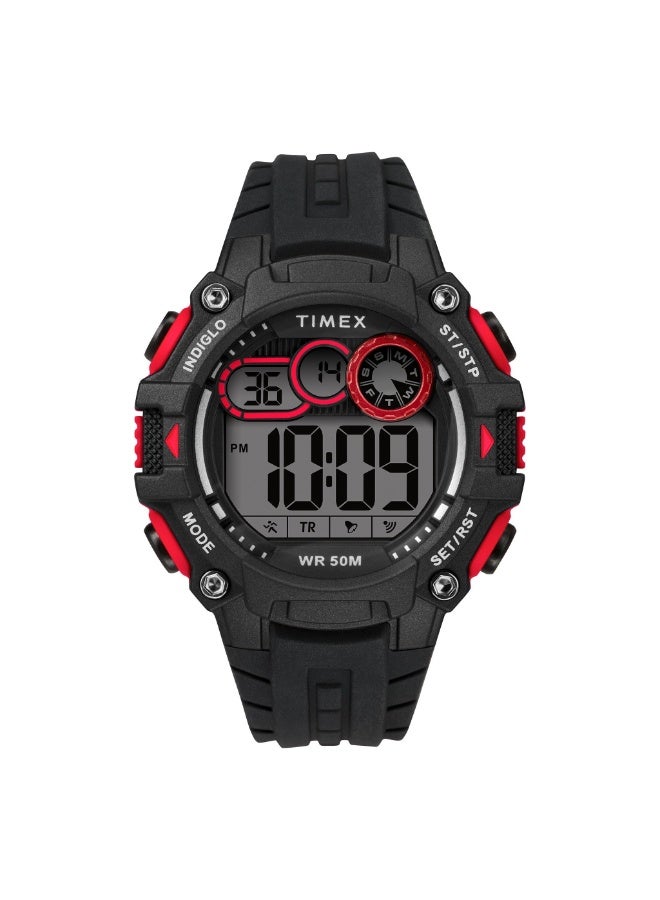 تيميكس ساعة TIMEX TW5M27000 DGTL LIFESTYLE  ساعة رقمية سوداء من الراتنج للرجال مع سوار سيليكون ناعم - Image 1