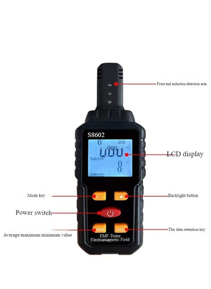 Generic EMF Meter, Portable Digital Radiation Detector, Handheld EMF Detector for Home/Outdoor, Electric/Magnetic Field/Ghost Detector - LED Light & Sound Alarm Black  - Image 3