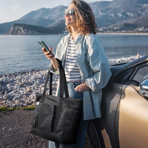 G4Free Beach BagWaterproof Beach Tote Pool Bags for WomenLarge Capacity Foldable for Weekender Travel Black - Image 3