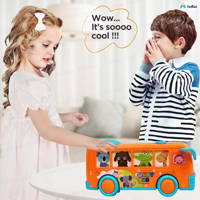 FunBlast Bus Toys for Kids – Toys for Kids, Pull Back Bus Toy, Mini Bus Toys for Boys, Friction Power Toy Vehicles for Kids 3+ Years, Birthday Gift for Kids (Orange) - Image 5