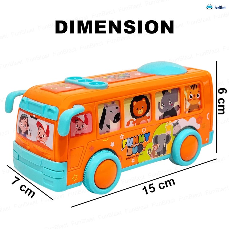 FunBlast Bus Toys for Kids – Toys for Kids, Pull Back Bus Toy, Mini Bus Toys for Boys, Friction Power Toy Vehicles for Kids 3+ Years, Birthday Gift for Kids (Orange) - Image 2