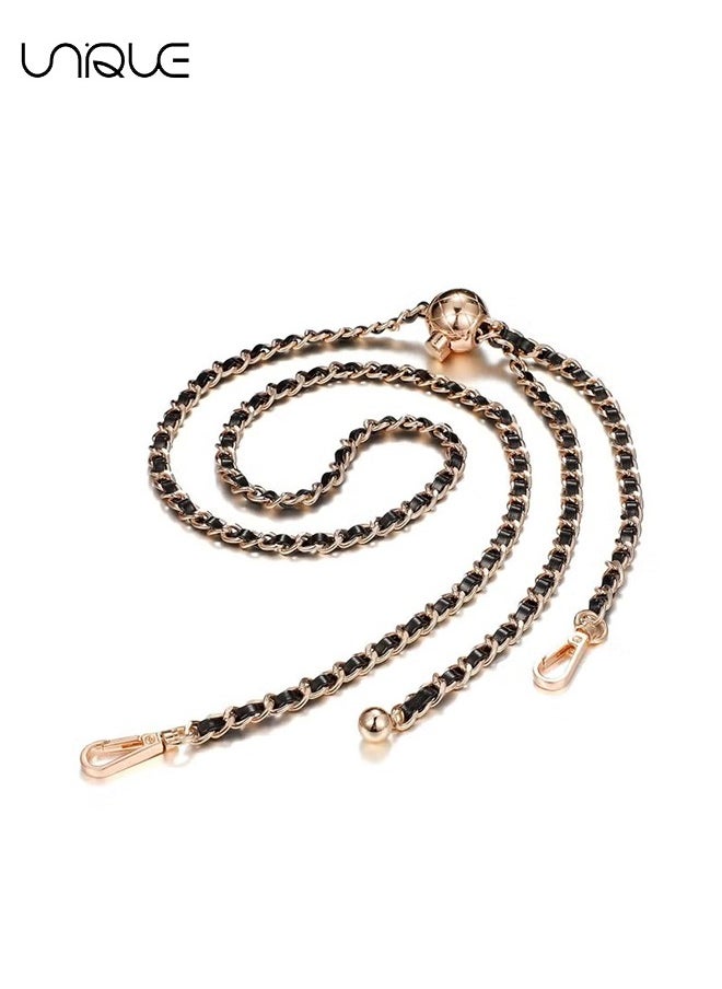 Unique Purse Chain Strap，Metal Leather Chain Iron Bag Flat Chain, Metal Ball Buckle Synthetic Leather Chain Adjustable Purse Chain Metal Crossbody Handbag Chain Replacement with Regulating Bead Clasps  - Image 1