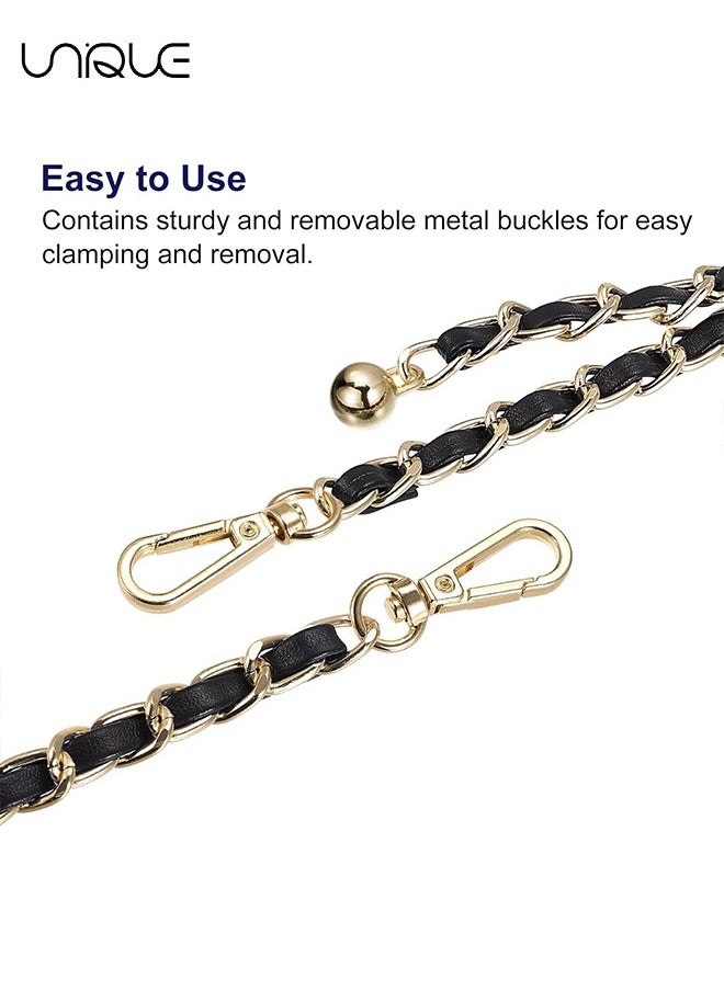 Unique Purse Chain Strap，Metal Leather Chain Iron Bag Flat Chain, Metal Ball Buckle Synthetic Leather Chain Adjustable Purse Chain Metal Crossbody Handbag Chain Replacement with Regulating Bead Clasps  - Image 4