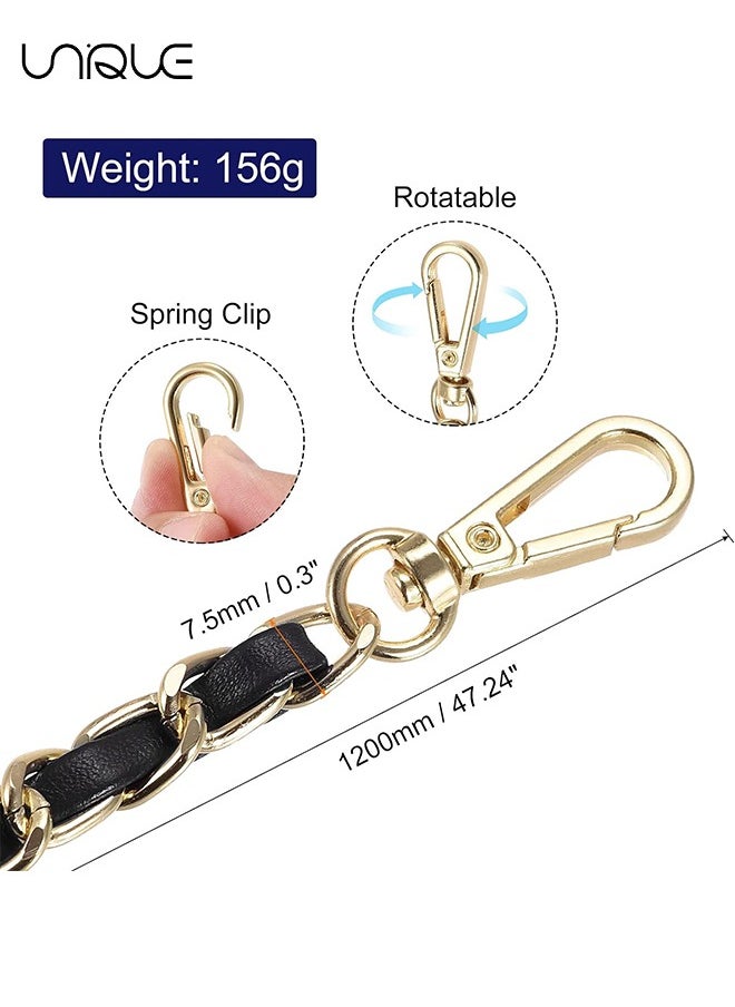 Unique Purse Chain Strap，Metal Leather Chain Iron Bag Flat Chain, Metal Ball Buckle Synthetic Leather Chain Adjustable Purse Chain Metal Crossbody Handbag Chain Replacement with Regulating Bead Clasps  - Image 2