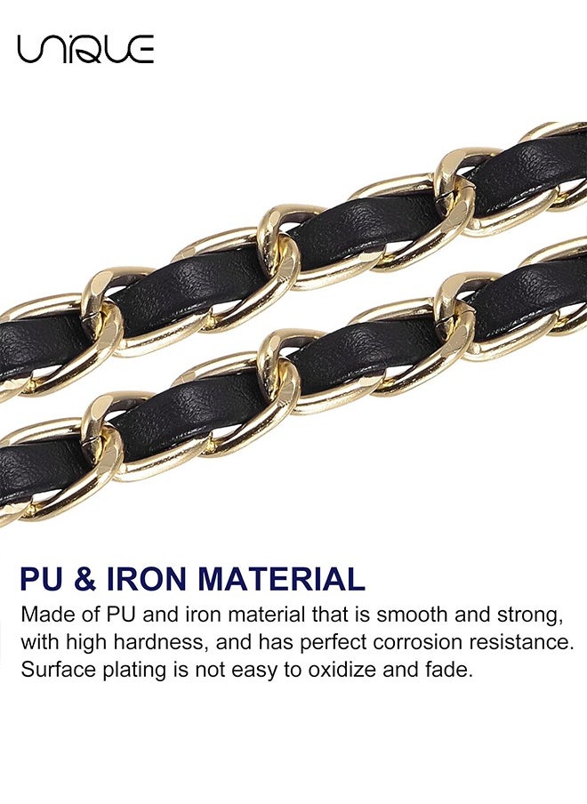 Unique Purse Chain Strap，Metal Leather Chain Iron Bag Flat Chain, Metal Ball Buckle Synthetic Leather Chain Adjustable Purse Chain Metal Crossbody Handbag Chain Replacement with Regulating Bead Clasps  - Image 5