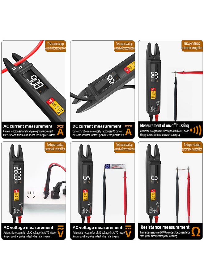 3in1 Handheld Digital Multimeter Clamp Ammeter Electric Test Pen LCD Color Display Handheld Multimeter 6000 True RMS Counts Professional Voltage Capacitance Resistance