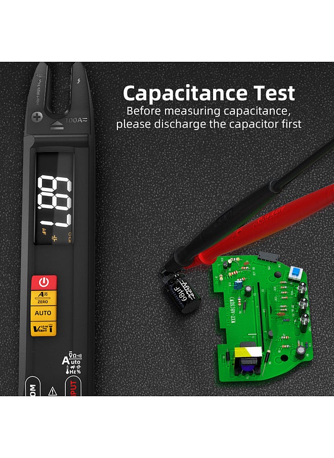 3in1 Handheld Digital Multimeter Clamp Ammeter Electric Test Pen LCD Color Display Handheld Multimeter 6000 True RMS Counts Professional Voltage Capacitance Resistance