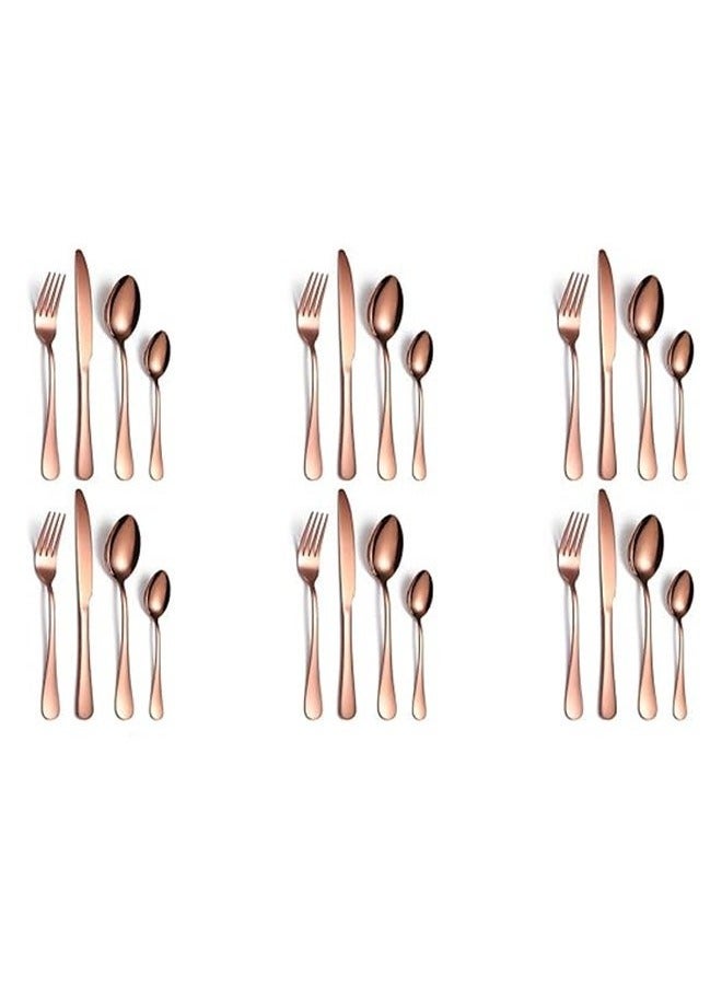 KLNAMAEAAN 24 Piece Stainless Steel Cutlery Set with Sleek Mirror Finish Includes Knives Forks Spoons and Teaspoons for Dinner and Gift Use - Image 2