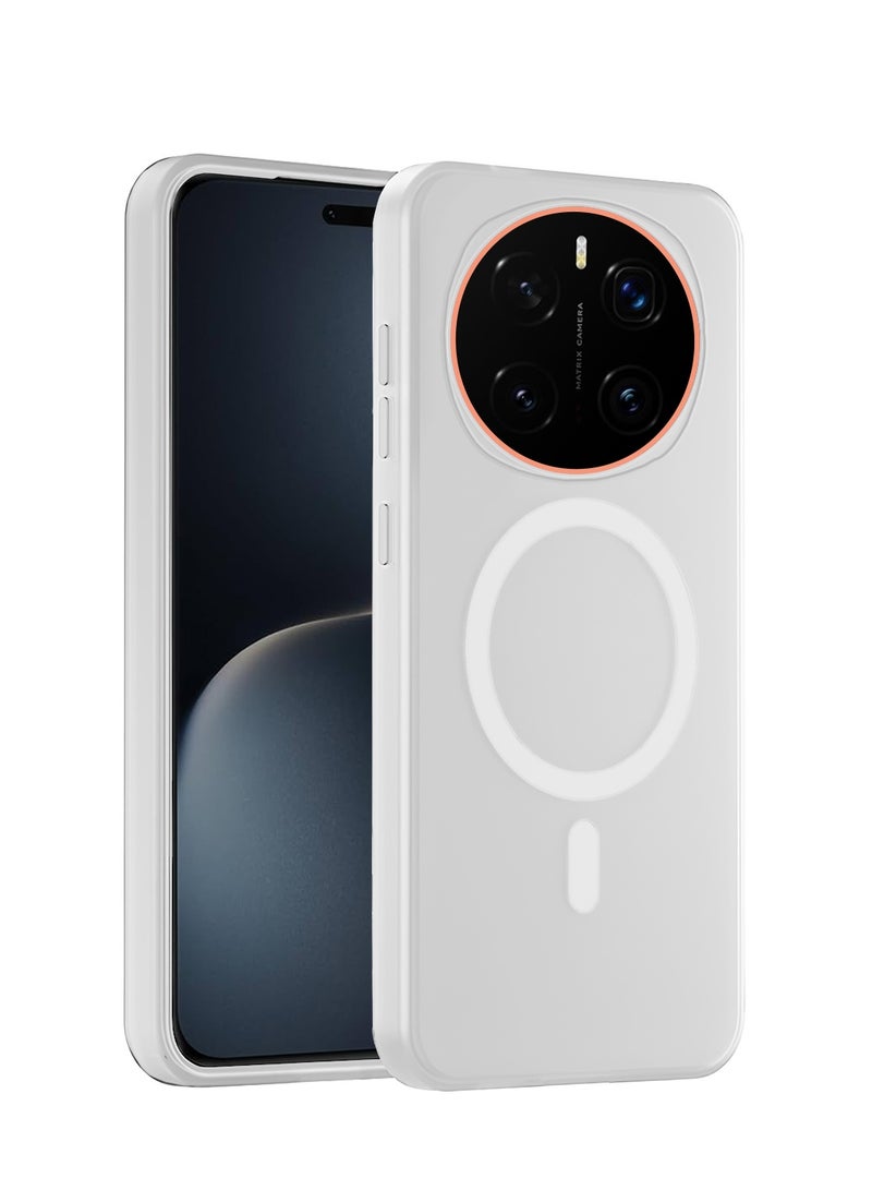 دبليو تيك غطاء أنيق لهاتف Honor Magic7 Pro 5G 2024 بتصميم هجين شفاف ومغناطيسي مع شحن مغناطيسي وتفاصيل كاميرا مرتفعة (MCMPMN) - أبيض - Image 1