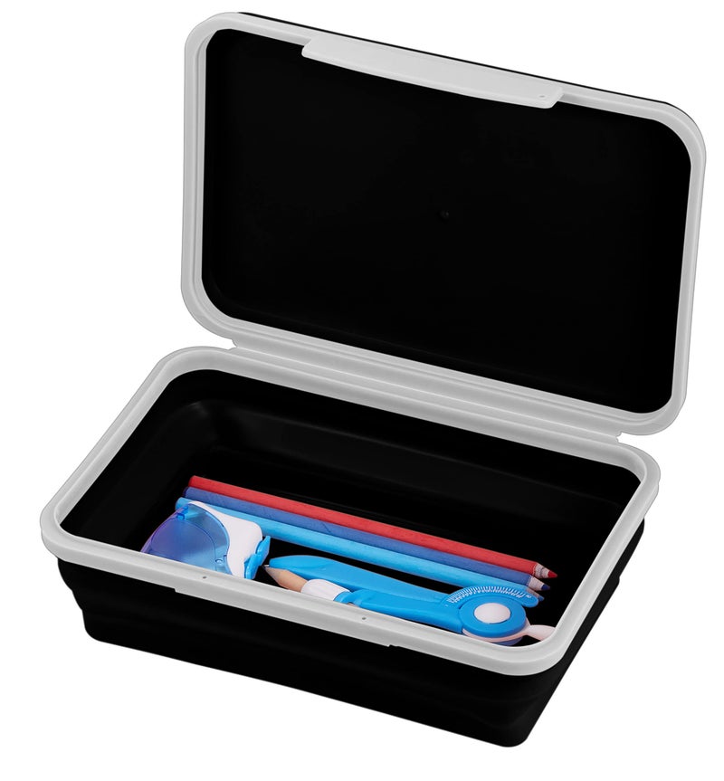 It's Academic Flexi Storage Box with Lid, Collapsible Pencil Case Design for Craft and School Supplies, Black - Image 5