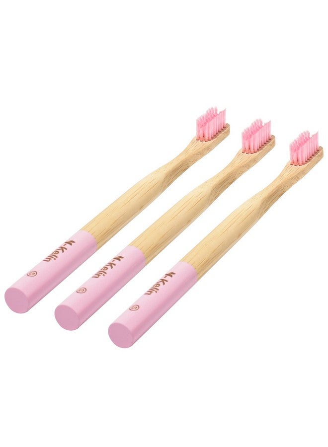 Y-Kelin Bamboo V-Shaped Orthodontic Toothbrush，Eco Friendly Bamboo Toothbrush（3pcs） Soft Bristle Toothbrush (Pink Soft) - Image 1