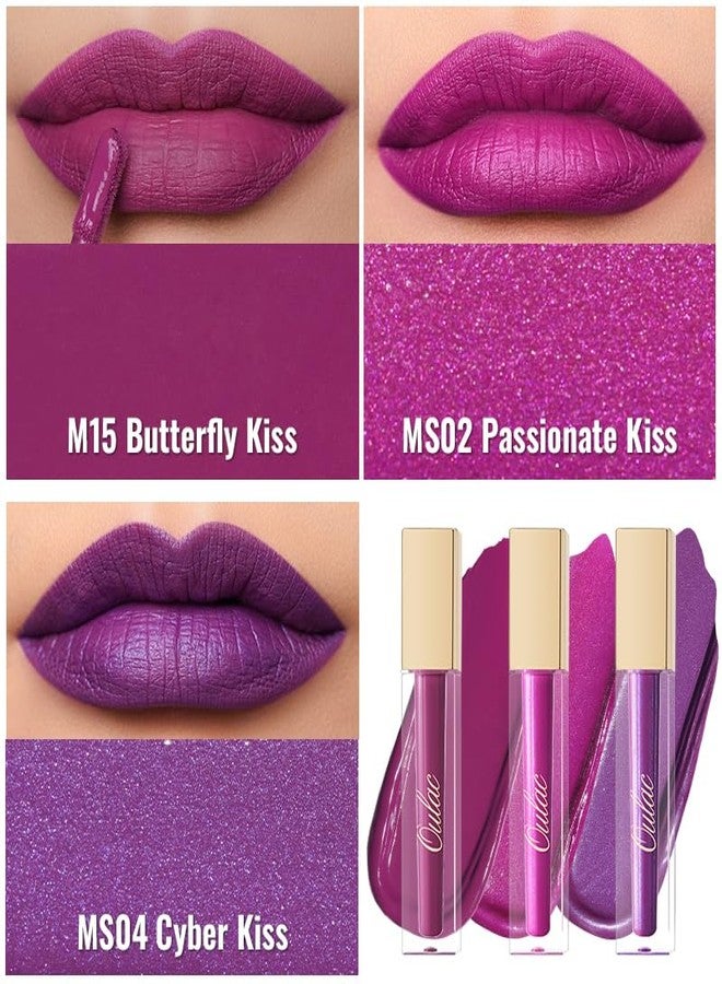 Oulac Matte Liquid Purple Lipstick for Women, Fuchsia Long Lasting Lip Gloss, Waterproof Highly Pigmented Creamy Formula Lipstick with Vitamin E, Vegan, 4.5ml (MS02) - Image 5