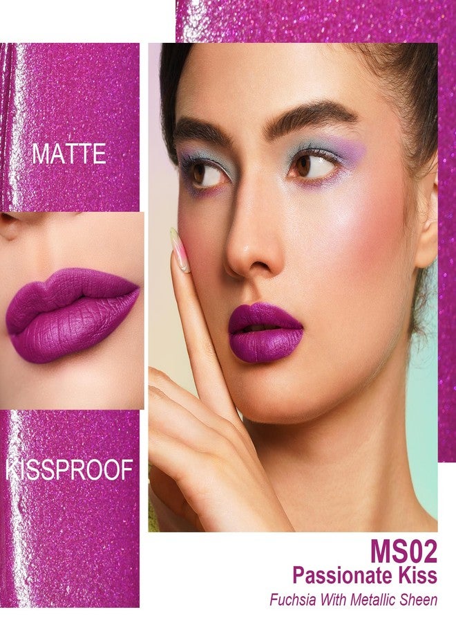 Oulac Matte Liquid Purple Lipstick for Women, Fuchsia Long Lasting Lip Gloss, Waterproof Highly Pigmented Creamy Formula Lipstick with Vitamin E, Vegan, 4.5ml (MS02) - Image 2