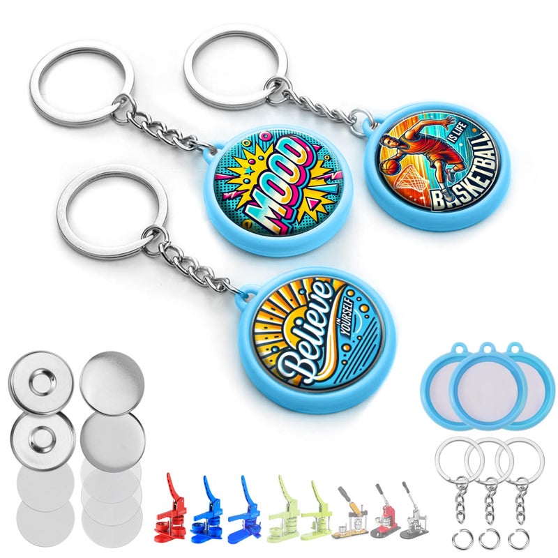 nice2have nice2have 25 Sets of Keychain Button Parts 125 inch 32mm  Button Maker Supplies for Button Maker Machine
