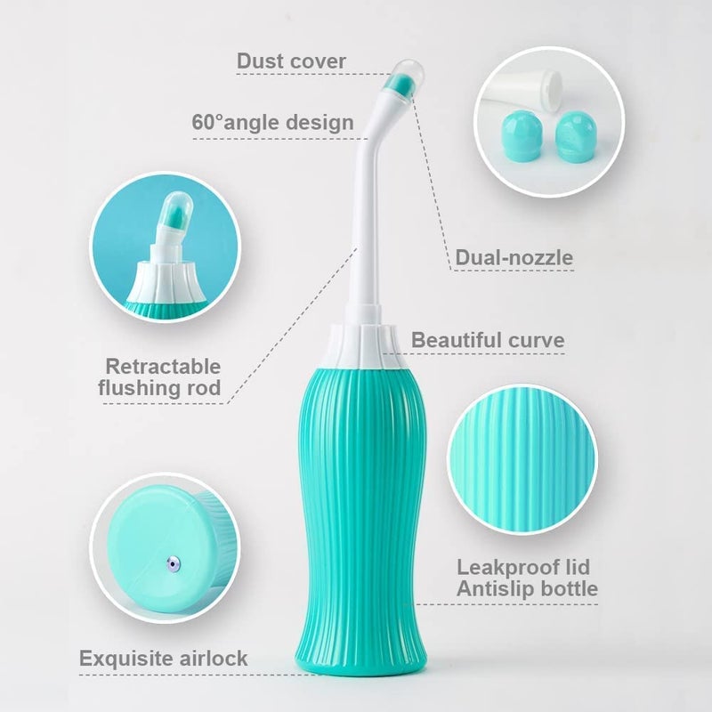 BIRZAR Handheld Portable Bidet Spray Bottle for Toilet Retractable Bidet Angled Nozzle Jet Spray for Personal Hygiene Care with 2 Nozzles and Travel Pouch Bag Multicolour500ML - Image 5
