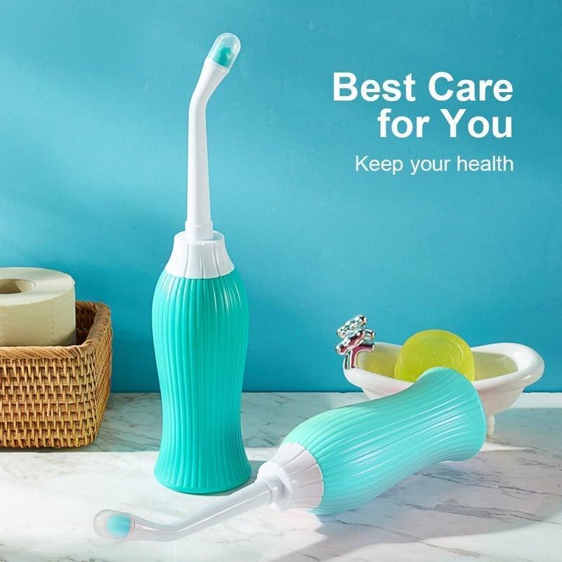 BIRZAR Handheld Portable Bidet Spray Bottle for Toilet Retractable Bidet Angled Nozzle Jet Spray for Personal Hygiene Care with 2 Nozzles and Travel Pouch Bag Multicolour500ML - Image 2