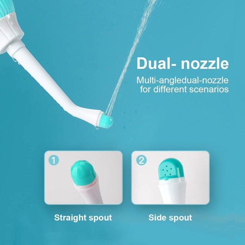 BIRZAR Handheld Portable Bidet Spray Bottle for Toilet Retractable Bidet Angled Nozzle Jet Spray for Personal Hygiene Care with 2 Nozzles and Travel Pouch Bag Multicolour500ML - Image 3