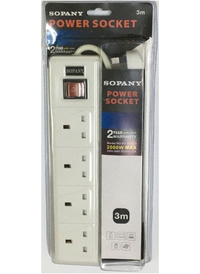 SOPANY 3meter connection to four 2000W multiple outlets  - Image 1