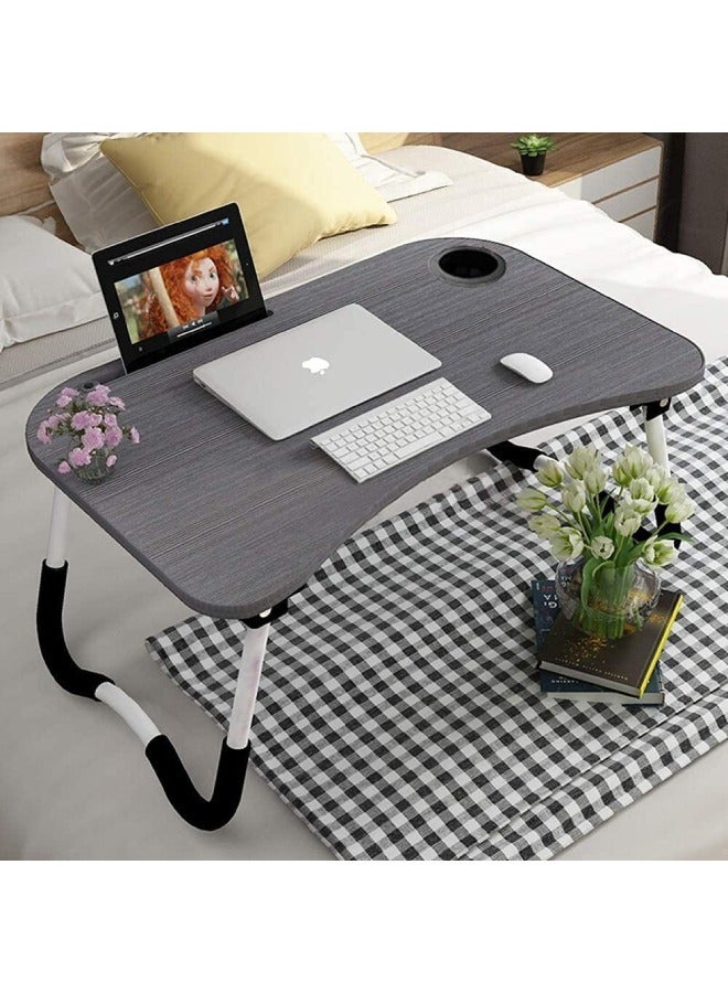 Generic Foldable laptop table with cup holder, made of multi-colored material  - Image 1