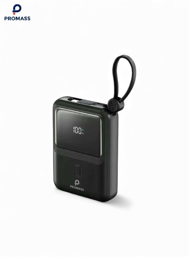 بروماس باور بانك 10000 مللي امبير في الساعة مع 2 كابل مدمج USB-C و لايتينج - شحن سريع 22.5 واط USB-C للسفر حزمة بطارية مع 1 منفذ ومع 2 كيبل جاهز (صنعت وفقاً لمعايير النقل الجوي و آمنه لركوب الطائرة) لايفون ة جالكسي وايباد وغيرها - Image 1