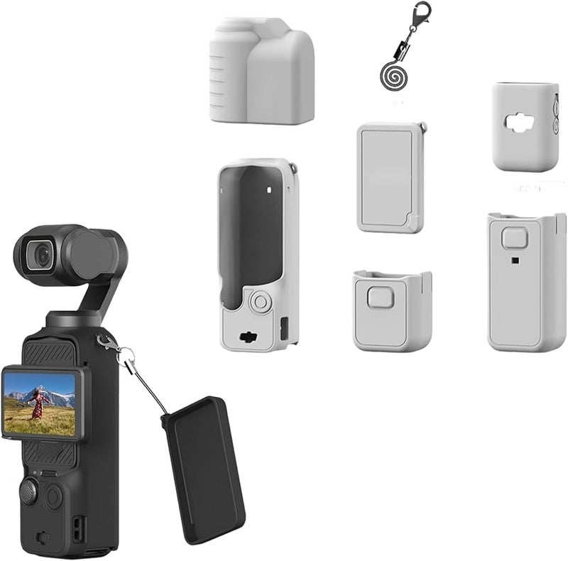 DJI Osmo Pocket 3 Silicone Protective Case Full Body Protection Kit Anti Lost Rope All Powerful Grey - Image 2