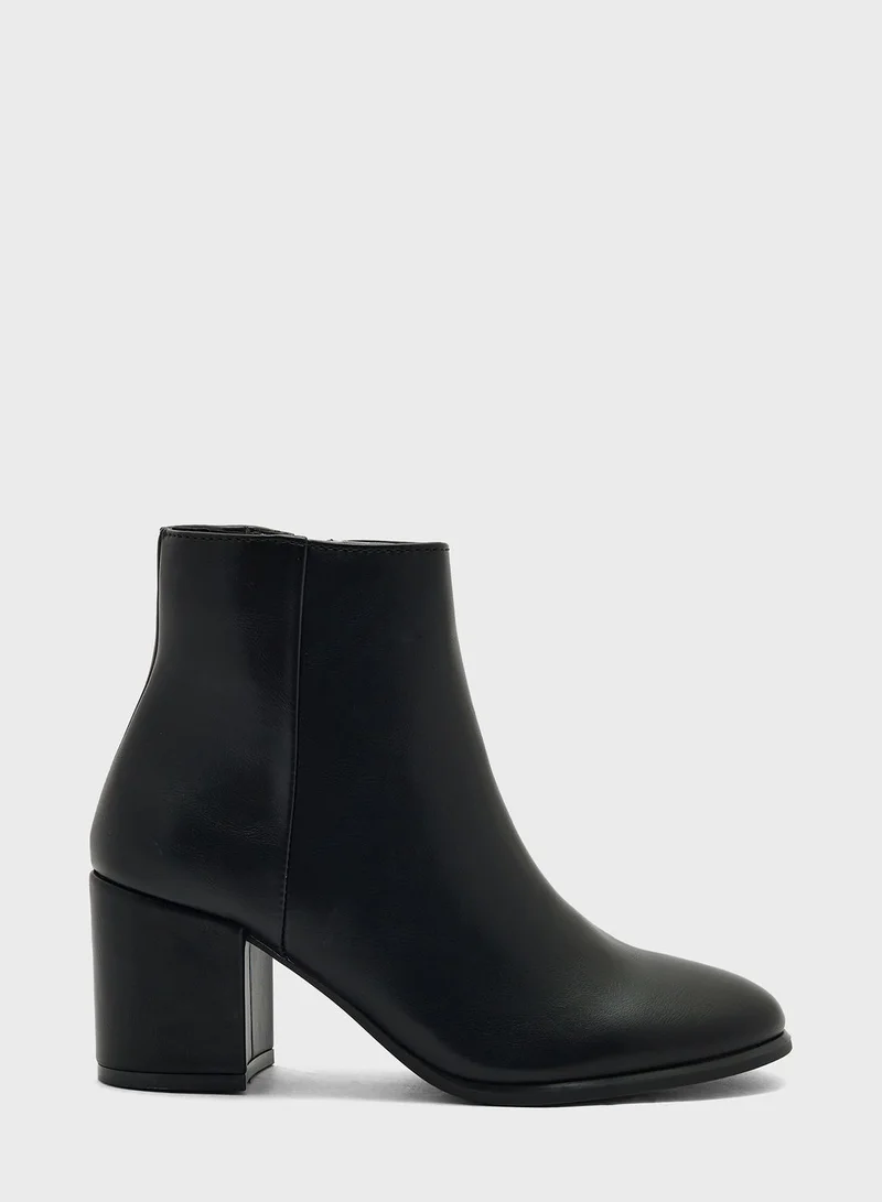 Truffle Black Pu  Ankle Boots