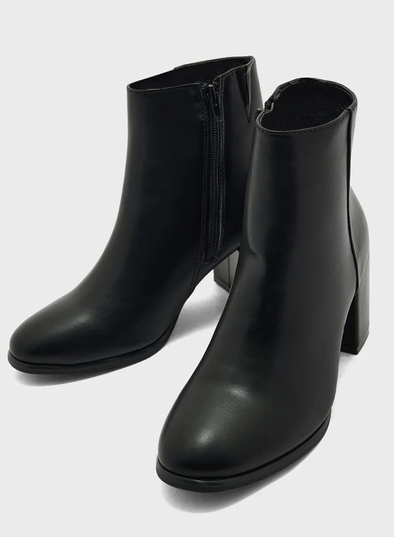Truffle Black Pu  Ankle Boots