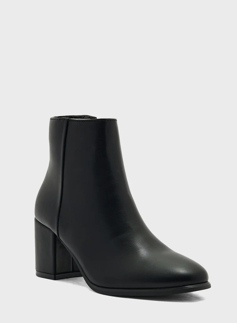 Truffle Black Pu  Ankle Boots