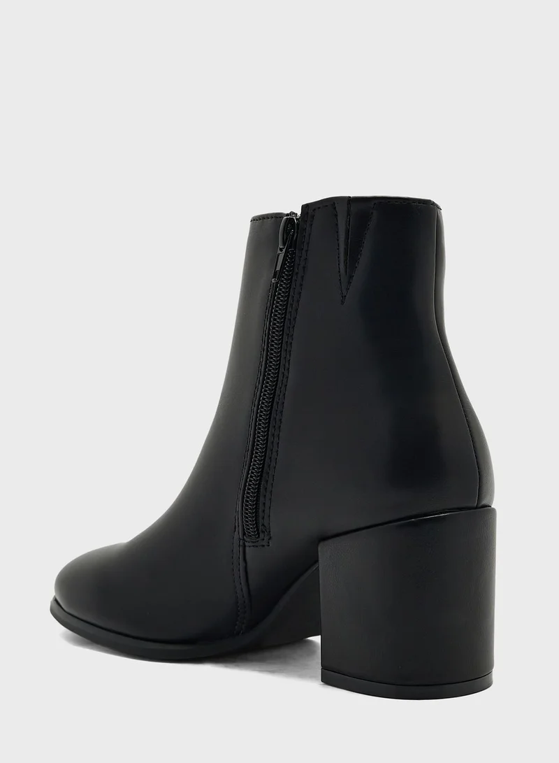 Truffle Black Pu  Ankle Boots