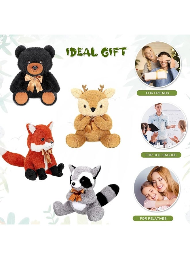 Zomiboo Stuffed Animal Set, Woodland Theme: Fox, Elk, Raccoon, Black Bear - Soft, Washable, Portable Toy Figures for Kids Decorations, Gifts - Image 1