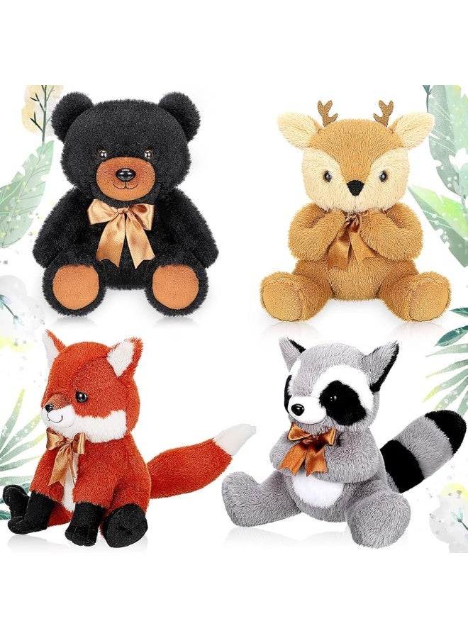 Zomiboo Stuffed Animal Set, Woodland Theme: Fox, Elk, Raccoon, Black Bear - Soft, Washable, Portable Toy Figures for Kids Decorations, Gifts - Image 4