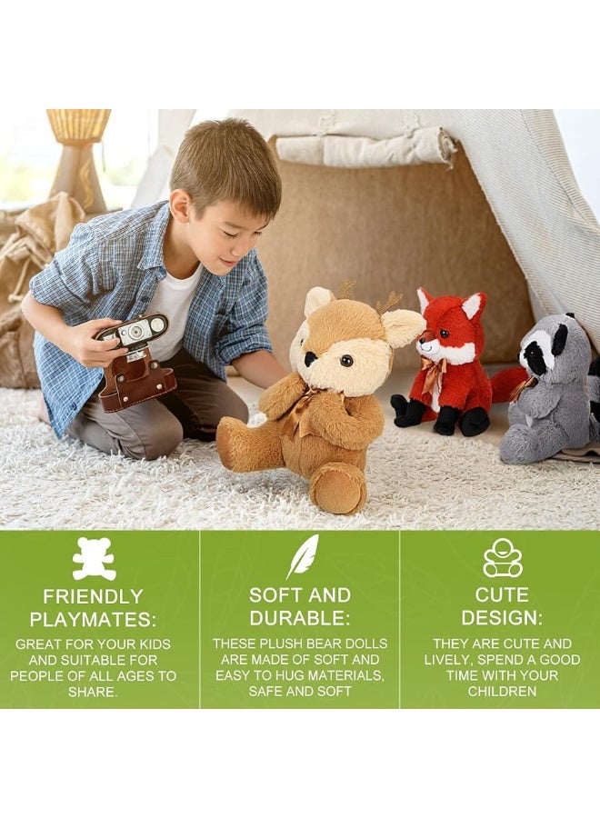 Zomiboo Stuffed Animal Set, Woodland Theme: Fox, Elk, Raccoon, Black Bear - Soft, Washable, Portable Toy Figures for Kids Decorations, Gifts - Image 3