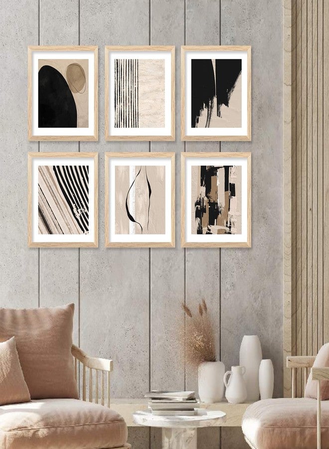 walllane والين - لوحة فنية مؤطرة بتصميم بسيط لغرفة المعيشة، غرفة النوم، المكتب، الفندق / لوحة لتزيين الجدران (10 بوصة × 10 بوصة) مجموعة من 6 قطع (العمل الفني 06) - Image 1