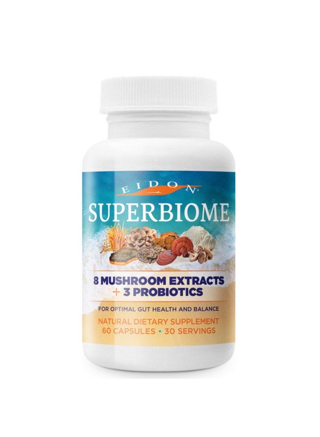 Eidon Ionic Minerals SuperBiome, Mushroom Extract Supplement, Mushroom Complex Capsules with Reishi, Chaga, Lions Mane, Cordyceps, Turkey Tail, 30 Servings - Image 1
