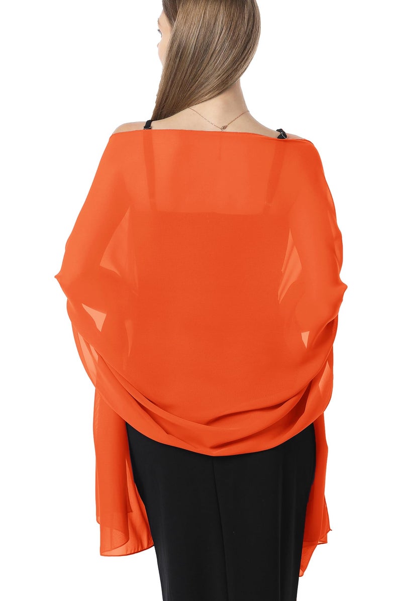 Hotshawl Chiffon Shawls and Wraps for Evening Dresses Women Elegant Soft Scarf Bridal Scarve Wedding Stole (Orange Red, One Size) - Image 1