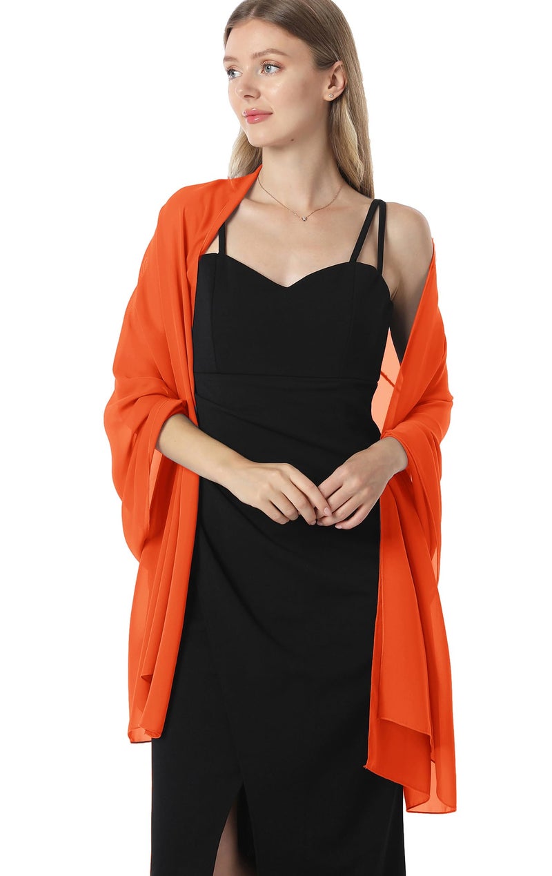 Hotshawl Chiffon Shawls and Wraps for Evening Dresses Women Elegant Soft Scarf Bridal Scarve Wedding Stole (Orange Red, One Size) - Image 5