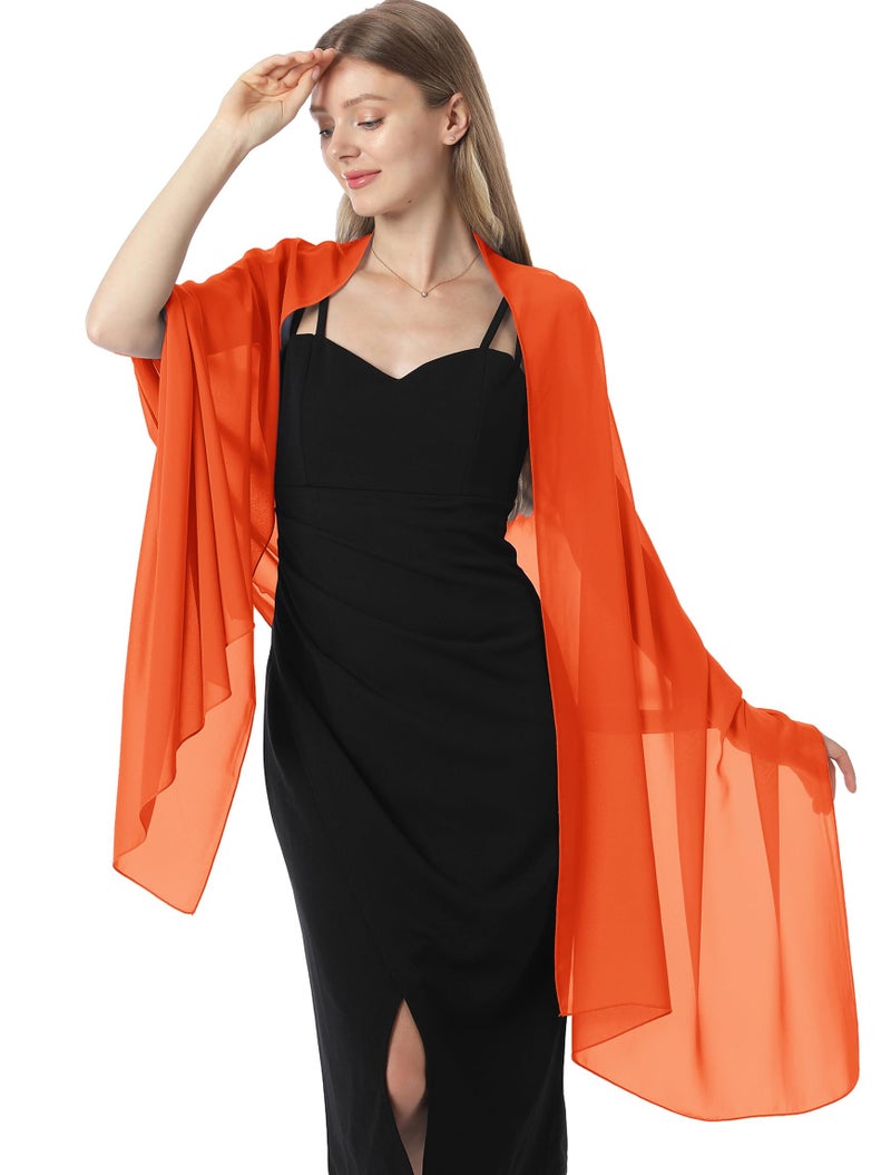 Hotshawl Chiffon Shawls and Wraps for Evening Dresses Women Elegant Soft Scarf Bridal Scarve Wedding Stole (Orange Red, One Size) - Image 4