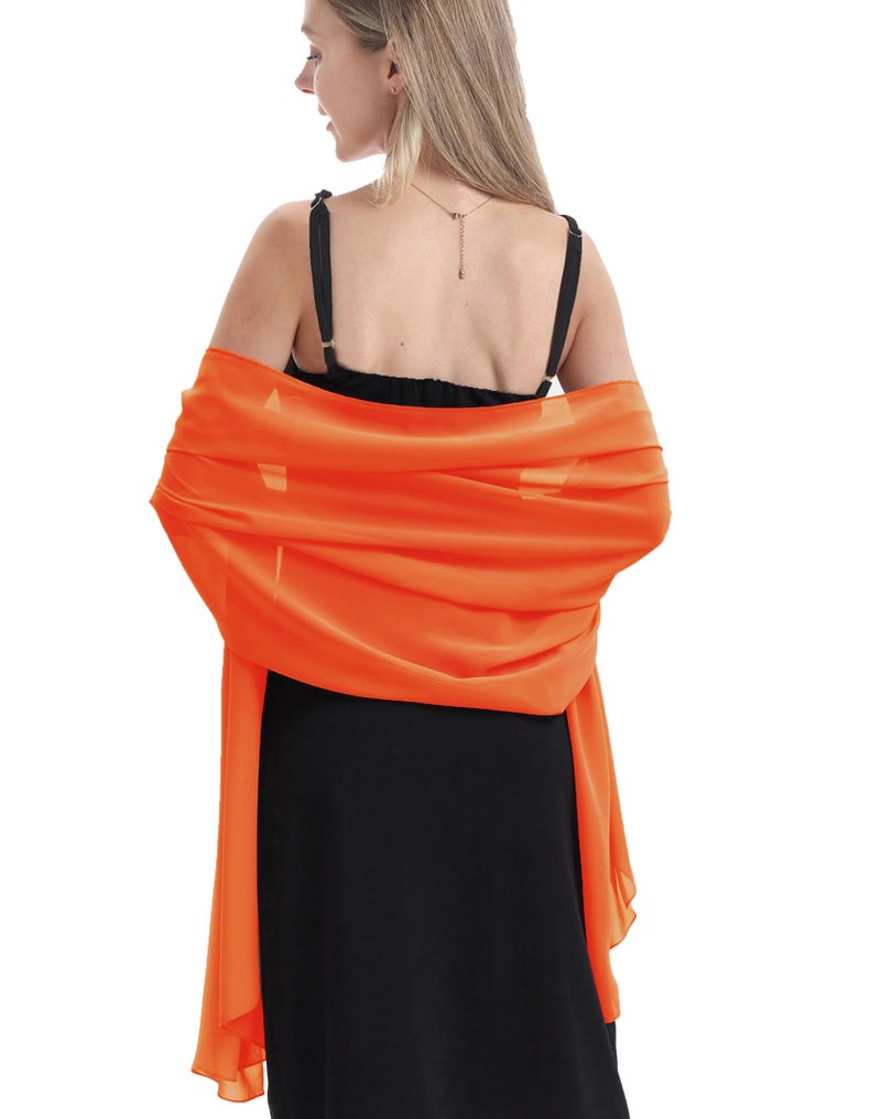 Hotshawl Chiffon Shawls and Wraps for Evening Dresses Women Elegant Soft Scarf Bridal Scarve Wedding Stole (Orange Red, One Size) - Image 2