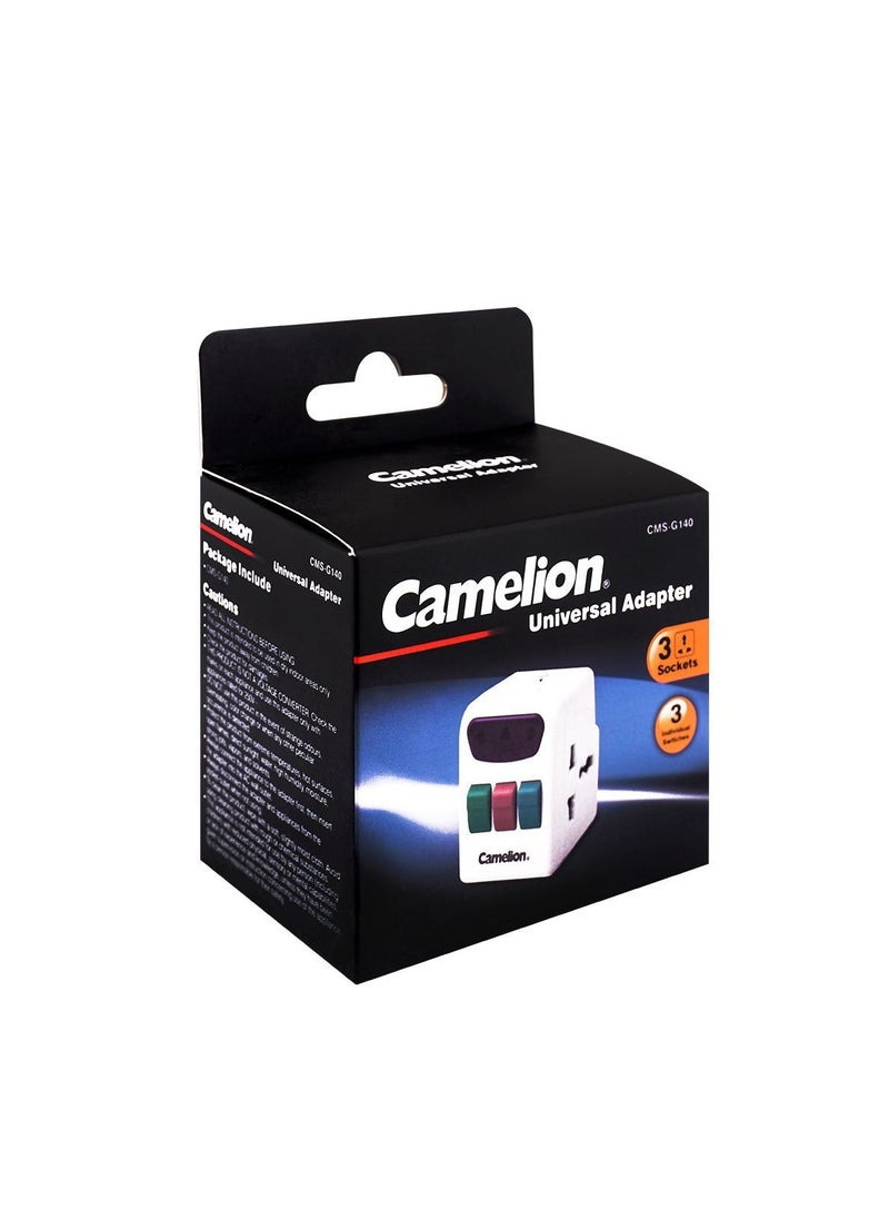 Camelion 3 Socket Universal Adapter, 240V, CMS-G140