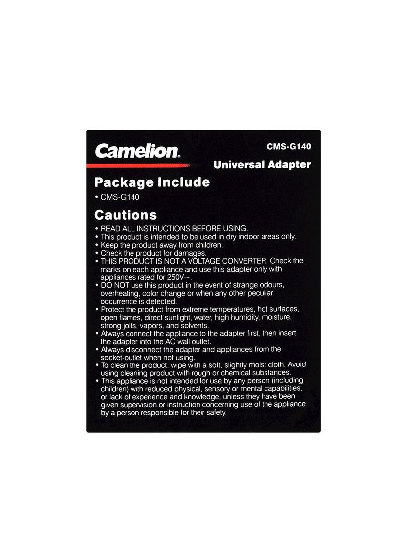 Camelion 3 Socket Universal Adapter, 240V, CMS-G140 - pzsku/Z70970B3B6DB1B5CA7975Z/45/_/1703607575/f87e750d-a425-4432-b110-e5749779e6fc